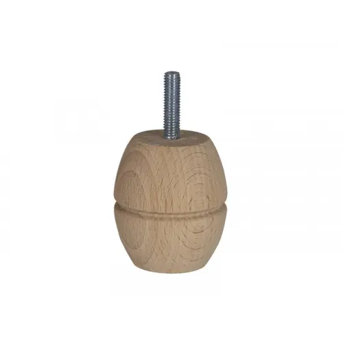 Pied De Meuble Boule Fixe Hêtre Brut Blanc/Beige, 6 Cm – Cime Prix Bas