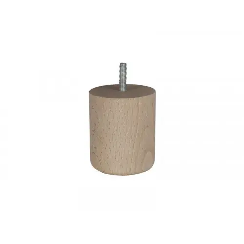 Pied De Meuble Cylindrique Fixe Hêtre Brut Blanc/Beige, 8 Cm - Cime Offre Spéciale