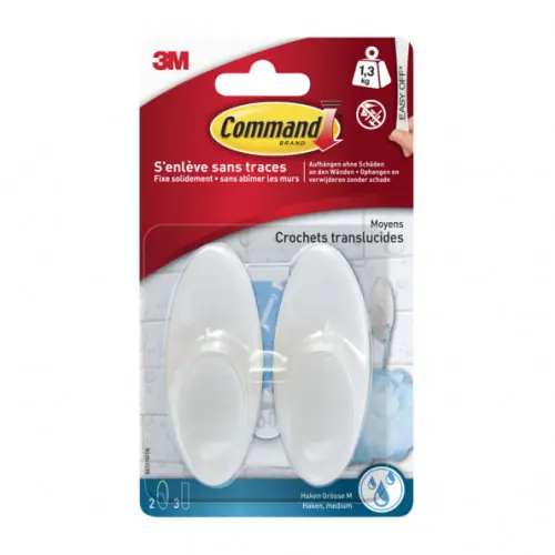 Lot de 2 crochets résistant à l‘eau Glacé, COMMAND, blanc 1.3 kg - COMMAND Soldes