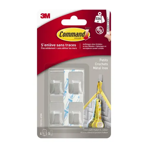 Retour Gratuit Lot de 4 crochets adhésif Déco métal, COMMAND, argent 0.225 kg – COMMAND