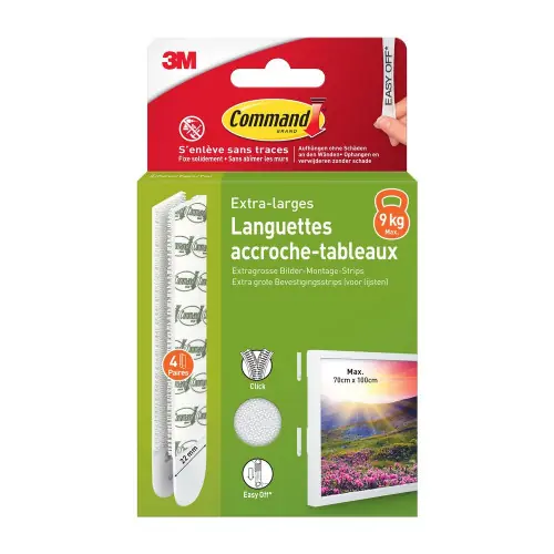Lot de 4 Languette adhésive blanc Command 3M - COMMAND Jusqu'à Épuisement Des Stocks