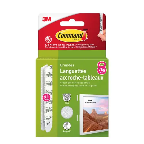Lot de 4 languettes adhésives blanches Command 3M - COMMAND Top Vente