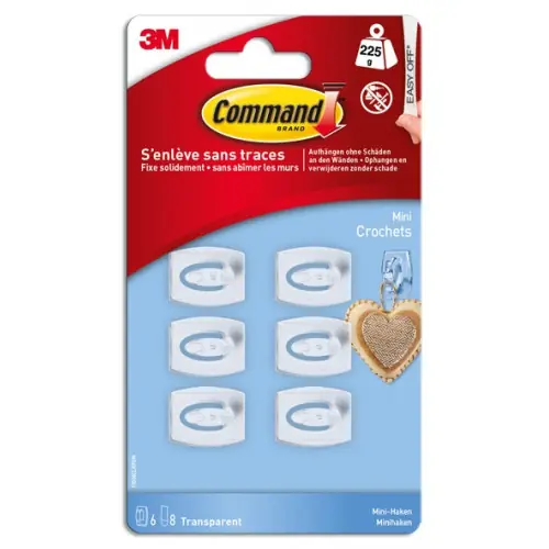 Pas Cher Lot de 6 crochets adhésif Mini, COMMAND, transparent 0.225 kg – COMMAND