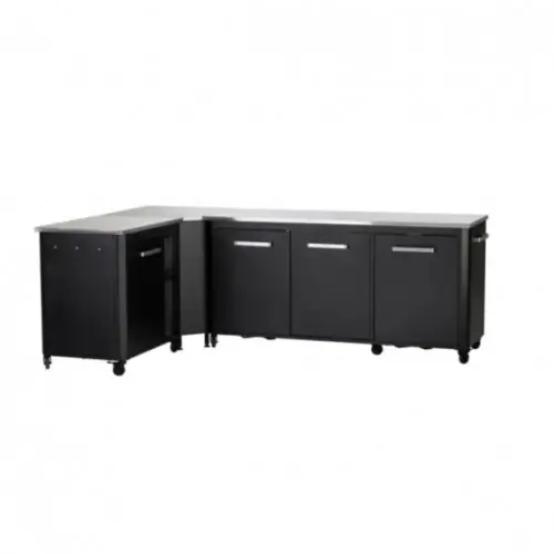 Cuisine extérieure modulable avec angle - modules 180 cm et 90 cm - plan inox - Cozze Pas Cher