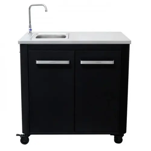 Certifié Module évier cuisine extérieure 90 cm – plan de travail inox – robinet inclus – Cozze