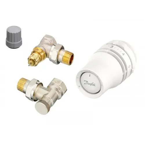 Kit corps et robinet thermostatique équerre clic-clac laiton nickelé DANFOSS – DANFOSS Pas Cher