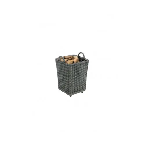 Offre Du Jour Panier à bûches sur roulettes – fibre tressée – modèle GIPSY – gris – Dixneuf