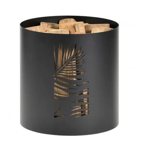 Retour Gratuit Range bûches cylindrique – modèle BORNEO – acier noir – Dixneuf