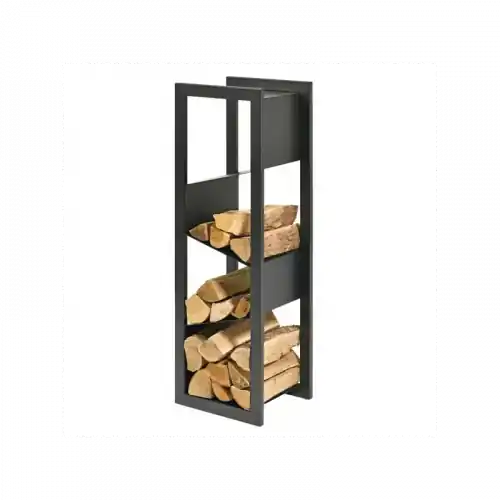 Nouvelle Collection Rangement bûches verticale – forme escale – L.35xP.30xH.111 cm – acier noir – Made in France – Dixneuf