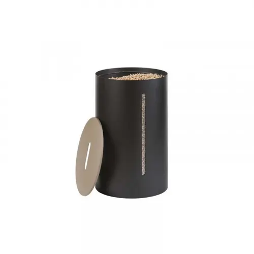 Reservoir à granulés jusqu‘à 20kg – modèle NEOS PIERRE DES SABLES – acier noir et marron – Dixneuf Prix Choc