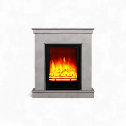 Cheminée électrique décorative - LEMBONGAN- 1800 W - télécommande - effet flamme LED - blanc - DLC Home Nouveauté