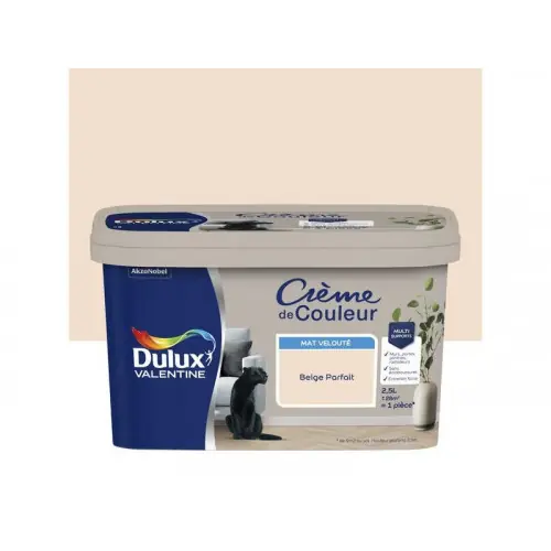 Prix Bas Peinture beige parfait mur, boiserie Creme de couleur DULUX VALENTINE mat 2.5 l - DULUX VALENTINE