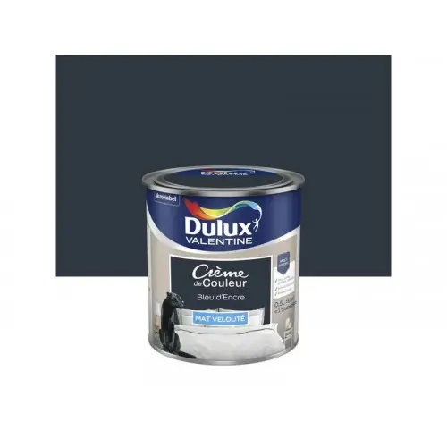 Quantité Limitée Peinture bleu d?encre mur, boiserie Creme de couleur DULUX VALENTINE mat 0.5 l - DULUX VALENTINE
