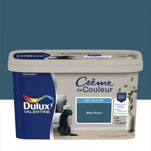 Peinture bleu paon pour mur et boiserie Crème de couleur mat 2.5 l - DULUX VALENTINE Commander Maintenant