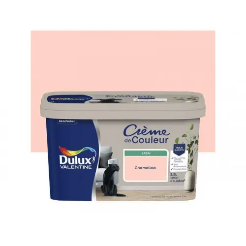 Prix Bas Peinture chamallow mur, boiserie Creme de couleur DULUX VALENTINE satine 2.5 l - DULUX VALENTINE