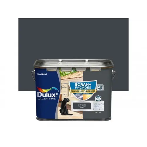 Peinture facade Ecran + multi-supports DULUX VALENTINE, anthracite, 2.5 l - DULUX VALENTINE Vente Directe