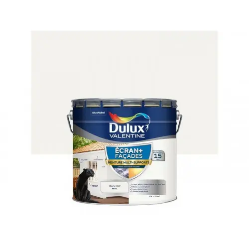Quantité Limitée Peinture facade Ecran + multi-supports DULUX VALENTINE, blanc, 10 l - DULUX VALENTINE