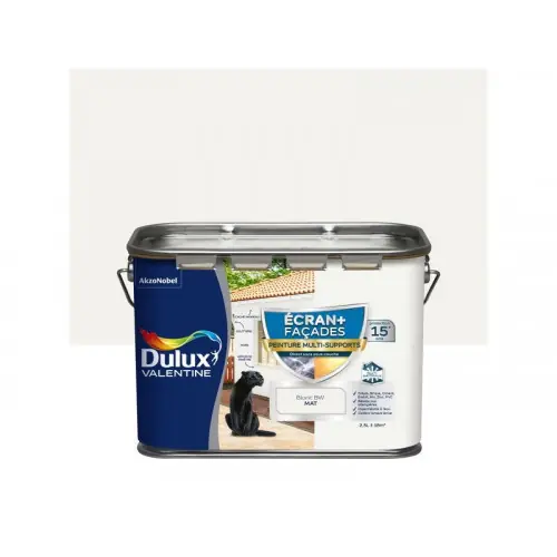 Meilleur Choix Peinture facade Ecran + multi-supports DULUX VALENTINE, blanc, 2.5 l - DULUX VALENTINE