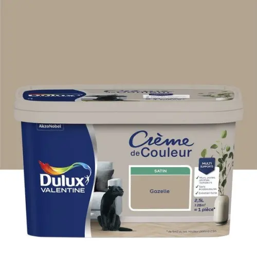 Peinture gazelle pour mur et boiserie Crème de couleur satiné 2.5 l - DULUX VALENTINE Marque