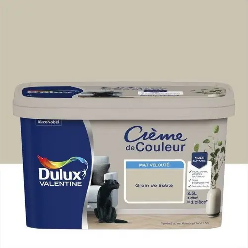 Super Prix Peinture grain de sable pour mur et boiserie Crème de couleur mat 2.5 l - DULUX VALENTINE