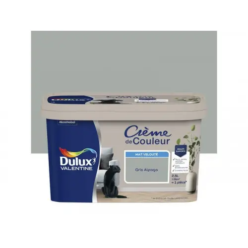 Solde Peinture gris alpaga mur, boiserie Creme de couleur DULUX VALENTINE mat 2.5 l - DULUX VALENTINE