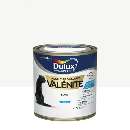 Peinture laque boiserie Valénite blanc mat 0,5 L - DULUX VALENTINE - DULUX VALENTINE Super Prix
