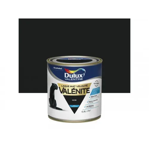 Peinture laque boiserie Valénite noir mat 0.5 l - DULUX VALENTINE Paiement Sécurisé