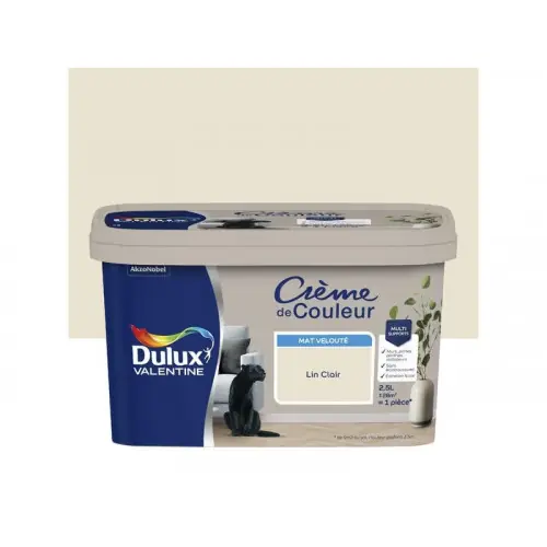 Peinture lin clair mur, boiserie Creme de couleur DULUX VALENTINE mat 2.5 l - DULUX VALENTINE Authentique