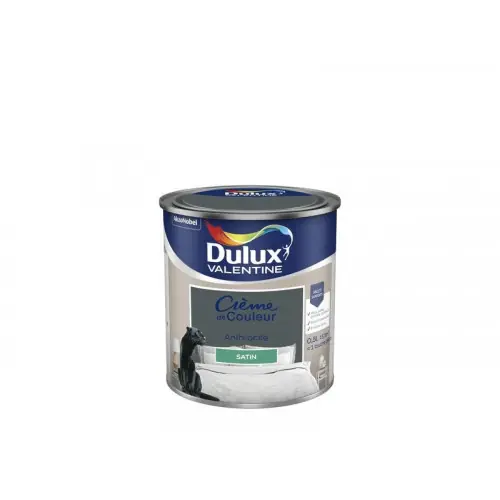 Expédié Aujourd'hui Peinture mur, boiserie crème de couleur DULUX VALENTINE anthracite satiné 0.5L - DULUX VALENTINE