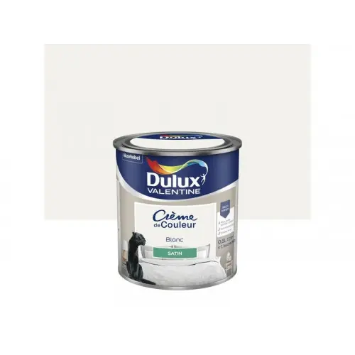 Livraison Express Peinture mur, boiserie crème de couleur DULUX VALENTINE blanc satiné 0.5L – DULUX VALENTINE