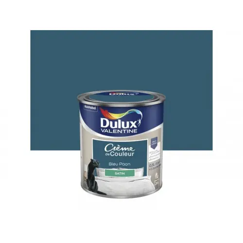 Haute Qualité Peinture mur, boiserie crème de couleur DULUX VALENTINE bleu paon satiné 0.5L - DULUX VALENTINE