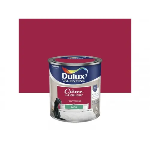 Réduction Peinture mur, boiserie crème de couleur DULUX VALENTINE framboise satiné 0.5L - DULUX VALENTINE