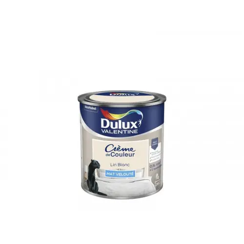Paiement Sécurisé Peinture mur, boiserie Crème de couleur DULUX VALENTINE lin blanc mat 0.5 L - DULUX VALENTINE