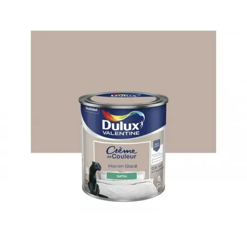 Offre Du Jour Peinture mur, boiserie crème de couleur DULUX VALENTINE marron glacé satiné 0.5L - DULUX VALENTINE