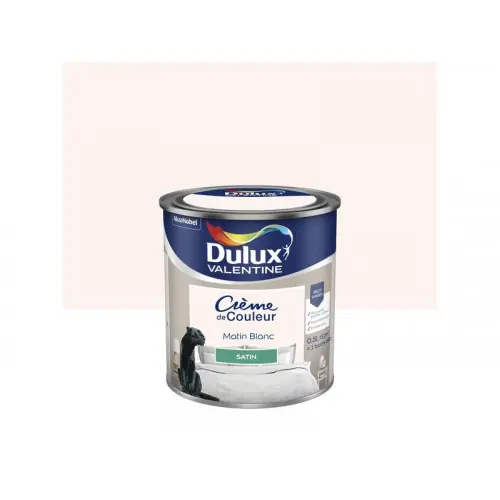 Vente Flash Peinture mur, boiserie crème de couleur DULUX VALENTINE matin blanc satiné 0.5L – DULUX VALENTINE