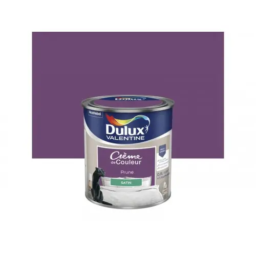 Remise Peinture mur, boiserie crème de couleur DULUX VALENTINE prune satiné 0.5L - DULUX VALENTINE