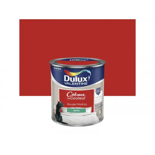 Prix Bas Peinture mur, boiserie crème de couleur DULUX VALENTINE rouge madras satiné 0.5L - DULUX VALENTINE