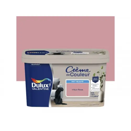 Must-Have Peinture mur, boiserie Creme de couleur DULUX VALENTINE vieux rose mat 2.5l - DULUX VALENTINE