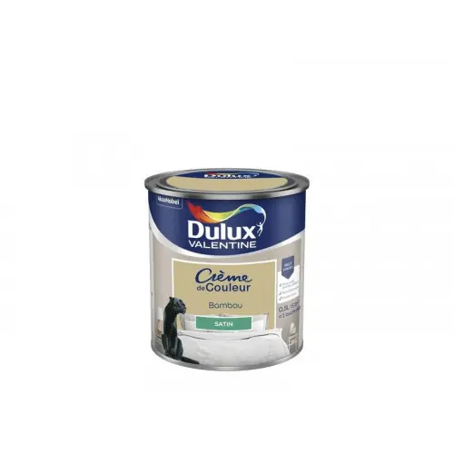 Promotion Peinture mur boiserie satiné, DULUX VALENTINE Crème de couleur, bambou, 0.5 litre - DULUX VALENTINE