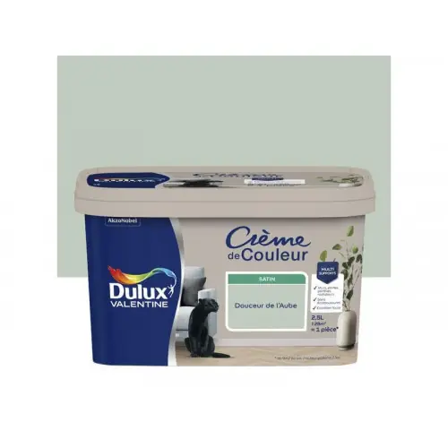 Nouvel Arrivage Peinture mur, Creme de couleur DULUX VALENTINE douceur de l‘aube satine 2.5 l - DULUX VALENTINE