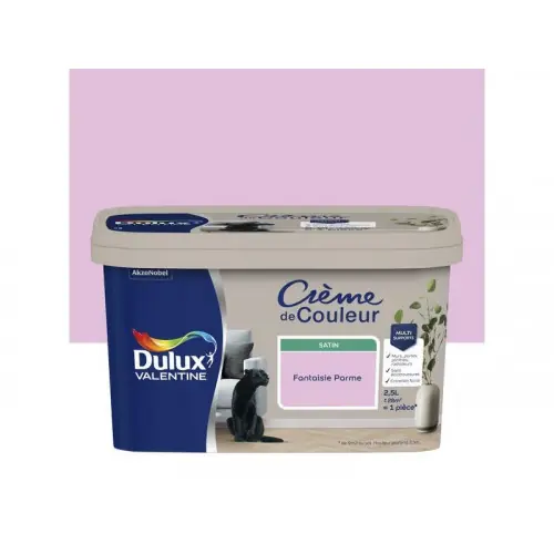 Peinture mur, Creme de couleur DULUX VALENTINE fantaisie parme satine 2.5 l – DULUX VALENTINE Petit Prix