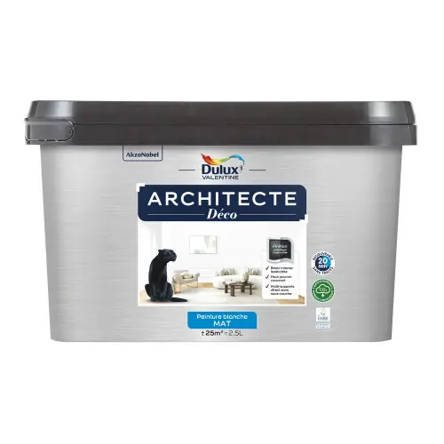 Peinture mur, plafond, blanc mat DULUX VALENTINE Architecte déco 2.5L – DULUX VALENTINE Vente Flash
