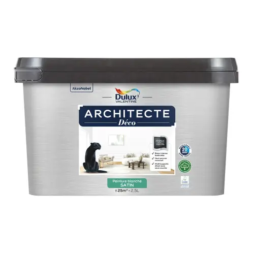 Commander Maintenant Peinture mur, plafond blanc satin DULUX VALENTINE Architecte déco 2.5L - DULUX VALENTINE