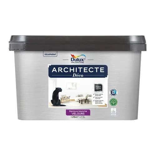 Peinture mur,plafond, blanc velours DULUX VALENTINE Architecte déco 2.5L - DULUX VALENTINE Prix Bas