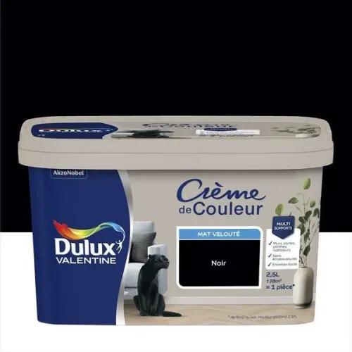 Soldes Peinture noir pour mur et boiserie Crème de couleur mat 2.5 l - DULUX VALENTINE