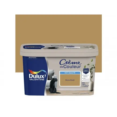 Peinture ocre dore mur, boiserie Creme de couleur DULUX VALENTINE mat 2.5 l - DULUX VALENTINE Prix Choc