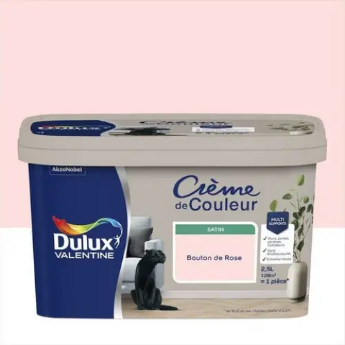 Peinture pour mur, Crème de couleur bouton de rose satin 2.5 l - DULUX VALENTINE Populaire