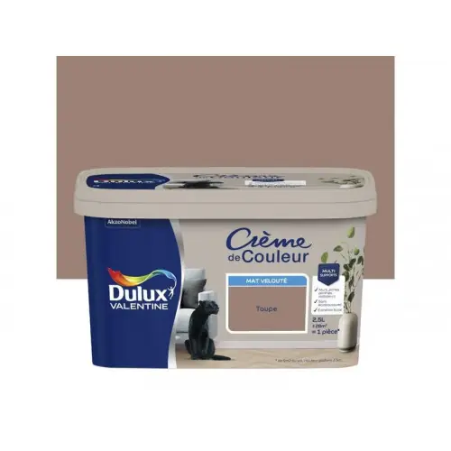 Promotion Saisonnière Peinture taupe mur, boiserie Creme de couleur DULUX VALENTINE mat 2.5 l - DULUX VALENTINE