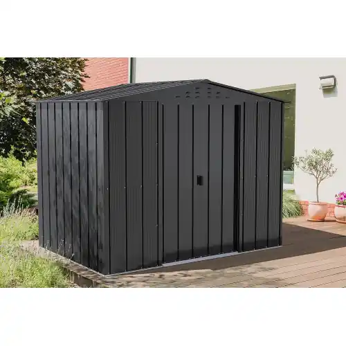 Bon Plan Abri de jardin métal 8 x 6 avec ventilation intégrée – acier galvanisé anthracite – surface 4,37 m² – Duramax