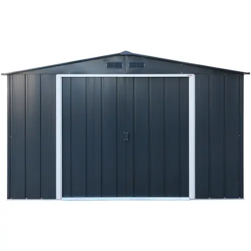 Abri de jardin métal – 9,72m² – kit ancrage – Anthracite – Duramax Nouvel Arrivage